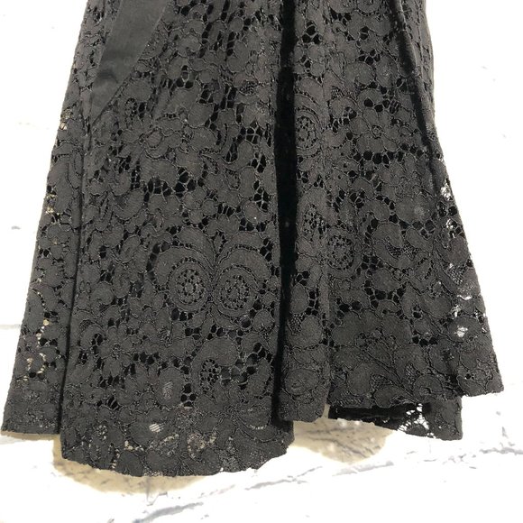 FREE PEOPLE LOVELY BLACK V NECK LACE MINI DRESS XS - Picture 8 of 11